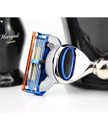 Men's Shaving Kit - 4 Pc Set with 5 Edge Razor Black Badger Hair Brush Soap & Mug - International Shipping Available - Buy Online on GoSupps.com
