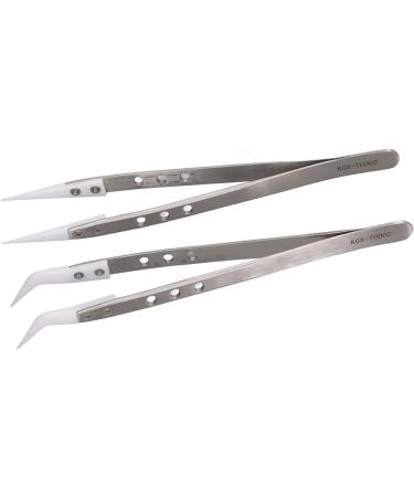 Stainless Steel Curved Tweezers Set 2 Pieces for Precision Electronic Repair | International Shipping - Buy Online on GoSupps.com