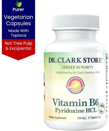 Dr. Clark Vitamin B6 Supplement 230mg, 21 Tapioca Capsules, Supports Energy Metabolism & Nervous System Health - Buy Online on GoSupps.com