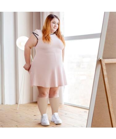 WOOAUTO Compression Stockings for Men & Women - 2 Pairs Thick Calves 3XL Skin Color Support Socks for Thrombosis Leisure & Pregnancy - Buy Online on GoSupps.com