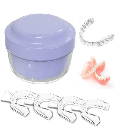 Lomso cleaning box for braces dinner with sieve portable denture cleaning box for storage and immersion of mouth protection brackets (purple)