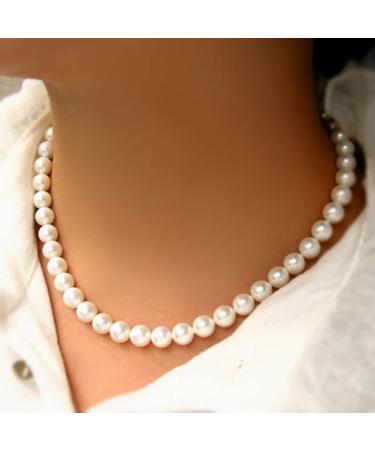 HAODUOO Necklaces For Women 8Mm Simulated Chain Necklace Collier Femme Choker Wedding Bridal Jewelry Party Gifts - Buy Online on GoSupps.com
