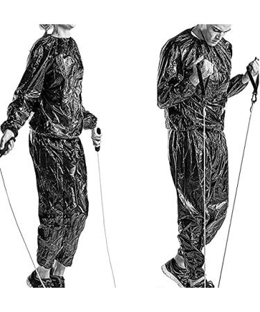 XX-Large Black Heavy Duty Sauna Suit for Men and Women - Weight Loss, Exercise, Slimming, Gym Fitness, Anti-Rip Sweat Suit - Buy Online on GoSupps.com