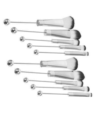 Gogogmee 2 Sets Metal Handle Makeup Brush Brow Brush Eye Shadow Eyeshadow Brush Make up Oblique Head Beaded