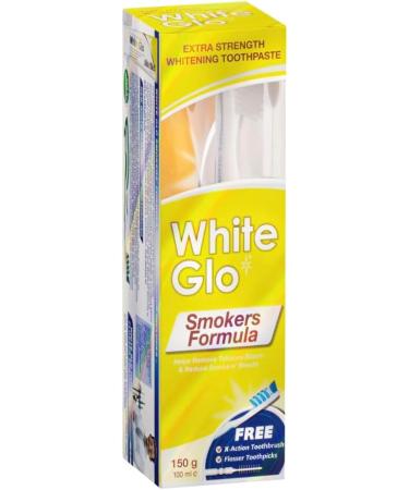 White Glo Smokers Formula Whitening Toothpaste 150g - 2 Pack | Free Sanitral Dental Floss Sticks Gift - International Shipping - Buy Online on GoSupps.com