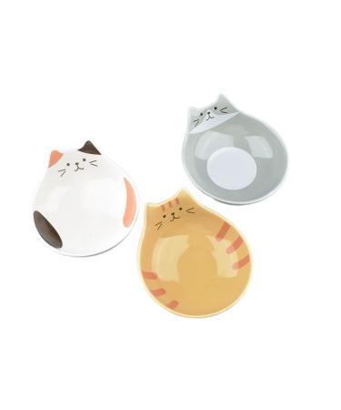 Snack Dip Bowls 3pc Japanese Cartoon Ceramic Salad Bowl Cat Shape Dessert Rice Bowl Children's Tableware Appetizer Dish Dessert Sauce Dish Home Kitchen Supplies (Color : 3Pcs-a)