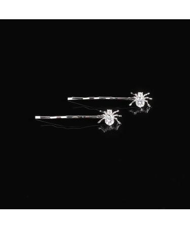 Minkissy 1 Pairs of Spider Bobby Pins Sliver Rhinestone Spider Hair Pins Funny Crystal Spider Hair Clips for Women Girls - Buy Online on GoSupps.com