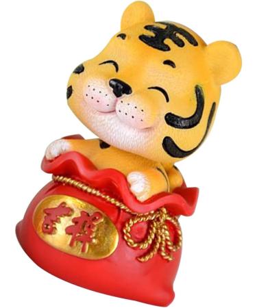 Hoement 4 pcs year of the tiger bobble head ornament lucky fortune figurine chinese zodiac toys office decoration cute forest office tables Home Adornment resin to rotate animal the sign Red 1x4pcs 6X6X9.5CMx4pcs - Buy Online on GoSupps.com