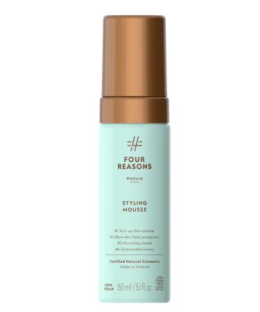 FOUR REASONS Hair Mousse - Natural Thickening & Volumizing for Fine Hair with Heat and Humidity Protection Alcohol-Free Phthalate-Free Certified Organic Vegan - 5.1 fl oz