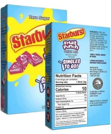 Star-burst Drink Mix 2Flavors in 1Stick Strawberry Watermelon & Blue Raspberry Lemon & Fruit Punch Singles to go Zero Sugar Juice Drink Mix Low Calorie Drinks 3 Boxes w/ 6 Packets Each (Pack of 3) - Buy Online on GoSupps.com