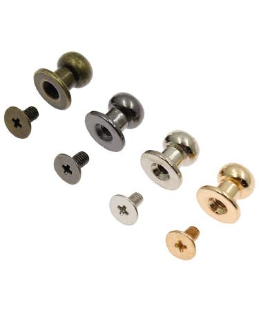 Kyuionty 60 Sets Chicago 8mm Round Head Button Phillips Screw Stud Rivet  4 Colors Leather Rivets Craft Belt for DIY Craft Leather Craft Repairs Decoration