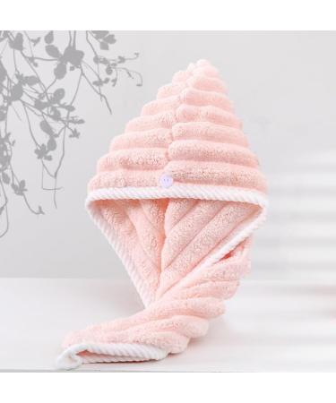 Dry Hair hat Woman Super Absorbent Quick Dry Coral Velvet Thickened Water Absorption Soft Skin (Pink)