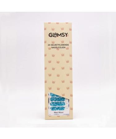 Glamsy Nail Film - Maui Wowi Blue & White Pattern Nail Wraps | 24 Ultra-Thin Self-Adhesive Foils for Long Adherence - Buy Online on GoSupps.com