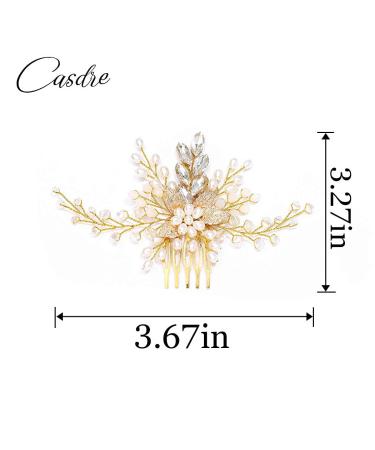 Casdre Pearl Bride Wedding Hair Comb - Crystal Rhinestone Bridal Hair Accessory for Women & Girls (Gold) - Buy Online on GoSupps.com
