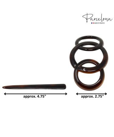 Parcelona French Triple Ringed Tortoise Shell Brown Hair Slider Barrette | Non-Slip Ponytail Holder for Women and Girls | Made in France - Buy Online on GoSupps.com