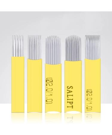 100 pcs Yellow 9 15 17 19 21 Double Flat Shading Blades Permanent Makeup Eyebrow Microblading Needle For Ombre brows Powder Brows (100pcs 19 flat)