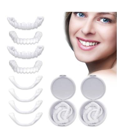 Aoreun prostheses fake teeth 2 pairs of teeth to put on cosmetic veneers teeth veneers fake teeth at the top and bottom smile veneer cosmetic temporary teeth for men women