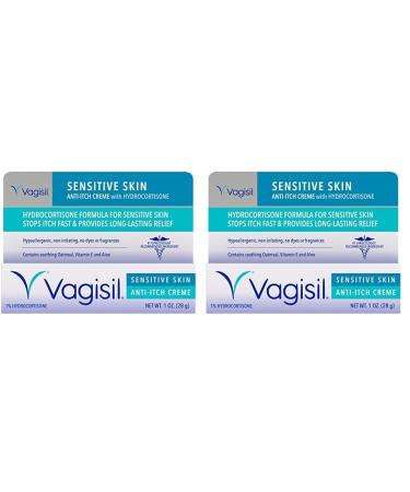 Vagisil Maximum Strength Feminine Anti-Itch Cream for Women Sensitive Skin Formula with Hydrocortisone Helps relieve Yeast Infection Irritation Gynecologist Tested Soothes & Cools 1oz (Pack of 2) 1 Ounce (Pack of 2)