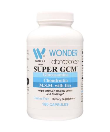 Wonder Labs Super GCM Formula 1400 Glucosamine and Chondroitin MSM Bone Joints and Cartilage Support 180 Capsules