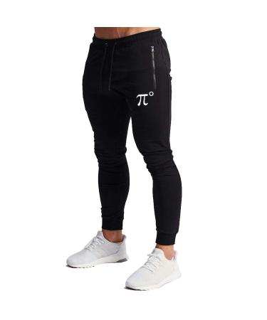 Wangdo Men's Joggers Sweatpants Gym Training Workout Pants Slim Fit with Zipper Pockets Black Medium