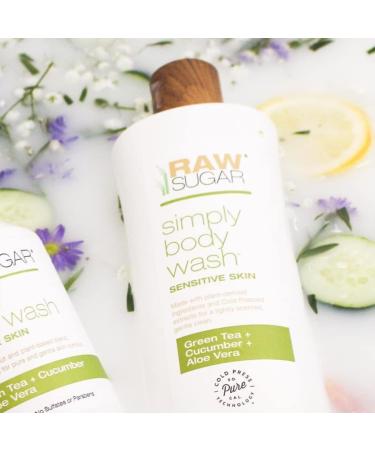 RAW SUGAR Sensitive Skin Simply Body Wash - Green Tea + Cucumber + Aloe Vera (Pack of 3) - Buy Online on GoSupps.com