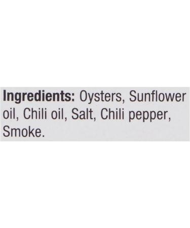 Clover Leaf Smoked Oysters Spicy Chili in Sunflower Oil - 85g 24 Count - Canned Oysters - High in Protein - 13g of Protein Per 65g Serving Drained - Excellent Source of Iron - Hardwood Smoked 85 g (Pack of 24) - Buy Online on GoSupps.com
