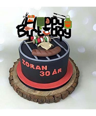 HAKPUOTR Barbecue Happy Birthday Cake Topper BBQ kebabs Happy Birthday Cake Topper for Kids Birthday Party Decoration Cooking/BBQ Theme Party Cake Decoration Acrylic - Buy Online on GoSupps.com