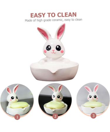 Ciieeo 4pcs Ceramic Soap Dish Desk Cup Holder Jewelry Trays Soap Rack Jewelry Stand Soap Holder Keychain Holder Bathroom Accessory Rabbit Miss White Ceramics Portable Household Products - Buy Online on GoSupps.com
