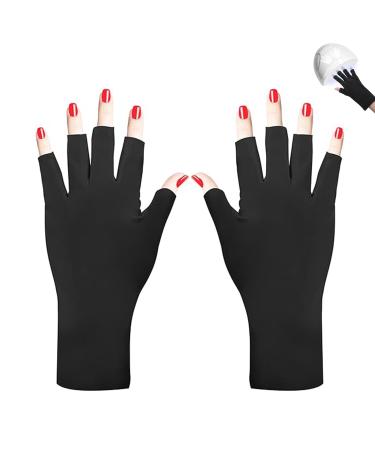UV gloves nails 1 pair of gel manicure gloves women professional fingerless gloves for finger sun protection nail art skin care protective gloves (black)