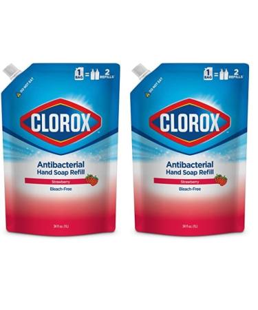 Clorox Liquid Hand Soap Refill 34 oz Scent Liquid Hand Washing Soap Refill Washes Away Dirt on Skin Soft on Hands Tough on Dirt Strawberry Hand Soap Hand Wash Foam Soap Kitchen Hand Soap