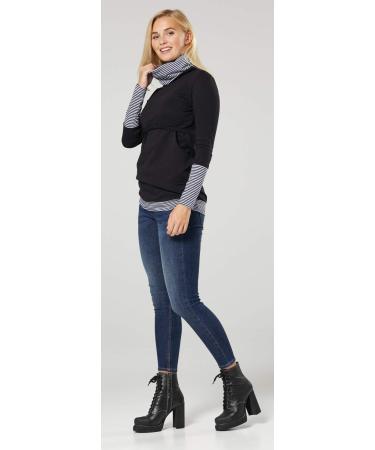 Happy Mama Maternity Nursing Jumper Sweatshirt 348 Black Navy Stripes - Size 10-12 - Buy Online on GoSupps.com