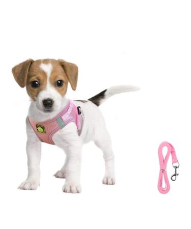 Femax dog harness with leash for small medium dog cats soft mesh puppy dishes Breathable breast tears adjustable reflective no pull vest chihuahua cat m (breast 35-40cm) pink - Buy Online on GoSupps.com