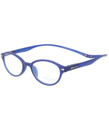 Oval functional Montana reading glasses/help "Mag" with magnetic-ironing and transparent plug-in tui in different color blue + 2.50 DPT