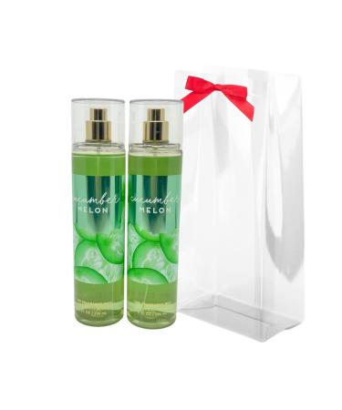 Bath & Body Works CUCUMBER MELON Fine Fragrance Mist Gift set with a Red Bow for Holiday - Pack of 2