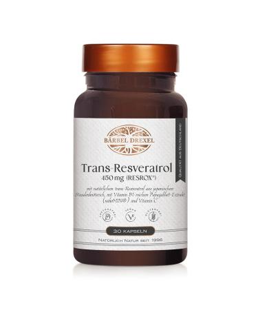 Premium Trans-Reseratrol 450mg with patented active ingredients made of Japanese perennial knotle vitamin B1-rich papayblatt extract and vitamin C (30 capsules) naturopathy B rbel Drexel
