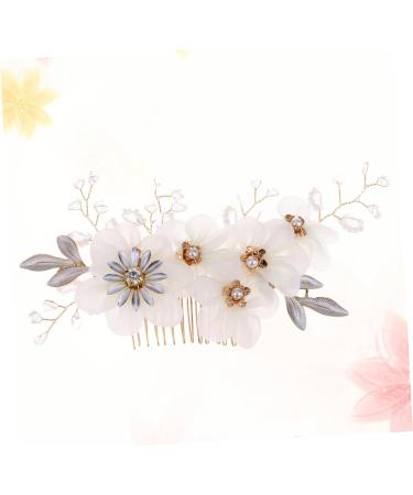 minkissy Pearl Side Hair Comb Wedding Headwear Floral Hair Accessories Metal Hair Comb Metal Hair Barrettes Pearl Hair Comb Rhinestone Barrettes Cloth Flowers European and American Bride - Buy Online on GoSupps.com