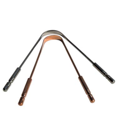 HealthGoodsIn Set of Copper & Stainless Steel Tongue Cleaner for Fresh Breath | Tongue Scraper Set for a Clean Mouth | Metal Grip Tongue Sweepers - Buy Online on GoSupps.com