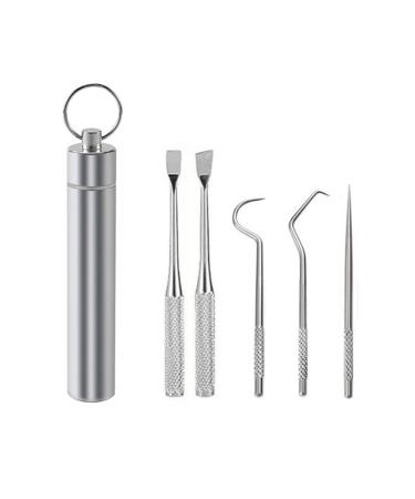 Luojuny Picktooth Wear-resistant Oral Care Stainless Steel Tooth Picking Tool Portable Set for Daily Use B
