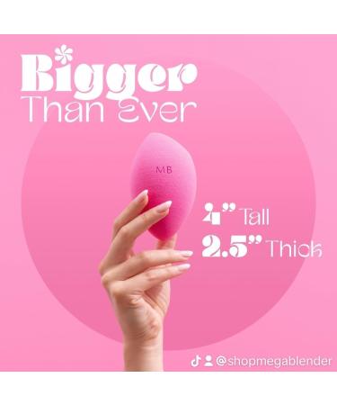 MEGA BLENDER XL Makeup Sponge & Foundation Applicator - Soft Large Beauty Blender Sponge Cosmetic Accessory for Powder Cream or Liquid Latex Free Foam Largest Blending Surface 4.4" 2.5" Pink - Buy Online on GoSupps.com