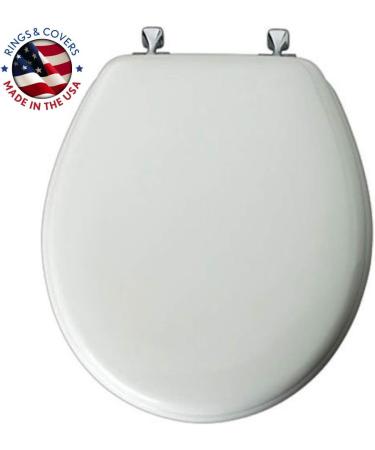 Mayfair 44CP-000 White Round Toilet Seat with Chrome Hinges | STA-TITE Fastening System | 1 Pack - Buy Online on GoSupps.com