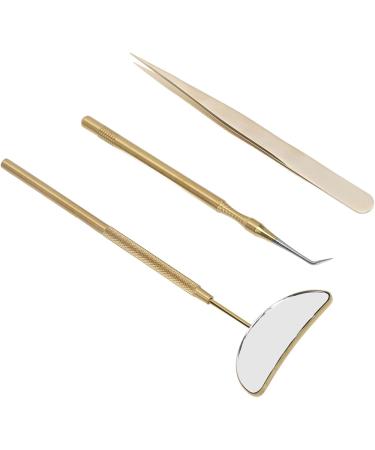 Eyeline Extension Tweezers Set - Golden Stainless Steel Portable Eyelash Accessories with Angular Mirror & Beauty Needle - Buy Online on GoSupps.com