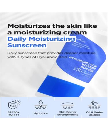 ISNTREE Hyaluronic Acid Watery Sun Gel 50ml x 2 - SPF 50+ PA++ | Water Resistant Non-Greasy Daily Sunscreen | Strong UV Protection | No White Cast | Nourishing Skincare - Buy Online on GoSupps.com