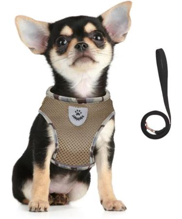 Buy Femax Dog Harness & Linen Set - Soft Mesh Padded Dishes for Puppies & Cats | Reflective Adjustable Breathable | XS Camouflage Brown - Ideal for Walking Running Training - Buy Online on GoSupps.com