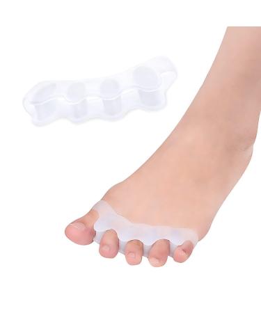 A few gel toe spacers unisex toe spreaders to relieve bale toes overlapping toe orthoses for pain relief for hammer toes (color: white)