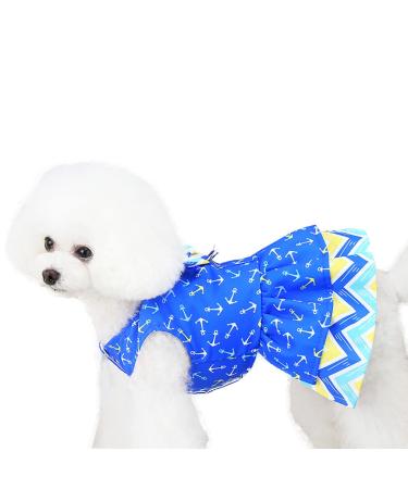Barrageon dogs Kneid Sweet Princess Rock Clothing Puppy Cat for Small Pets Medium -sized summer clothing Bowknot Dog cat (blue -l) Back length: 30 cm arrows - blue