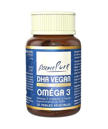 Om ga 3 V gane Essence Pure | 500 mg de DHA par Perle | Huile d'Algues Schizochytrium | Durable et 100% V gane | 30 G lules V g tales | Api-Nature