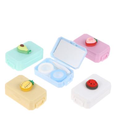 HOMSFOU 5 PCS Contact Lens Case Tweezers Cute Abs Travel