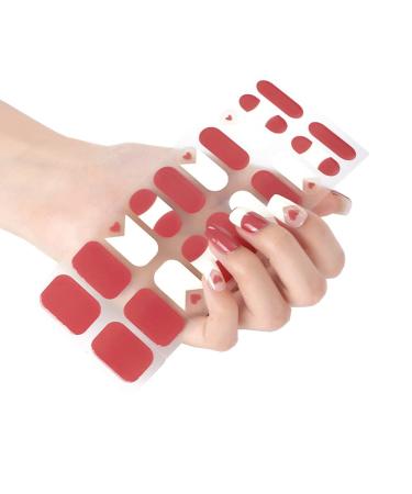 YICHEN 20PCS Nail Adhesive Wrap Gel Nail Polish Strips Stickers Full Wraps Semi-Cured Nail Sticker Waterproof Self-Adhesive Gel Stickers Decals with Nail Tools for Women Girl(UV/LED Lamp Required) Color 16