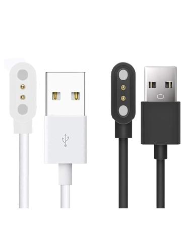 Lamshaw compatible with coros heart frequency monitor charger magnetic USB charging cable replacement charger compatible with coros-heart frequency knife (2 pieces black + white) 2 pieces black + white