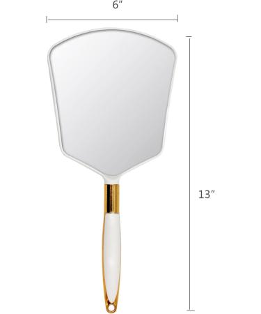 Eaoundm Hand Held Mirror with Handle - Makeup and Barbers Haircut Mirror for Bathroom, Bedroom, Home, and Salon - 6X6.8 inch White - Buy Online on GoSupps.com